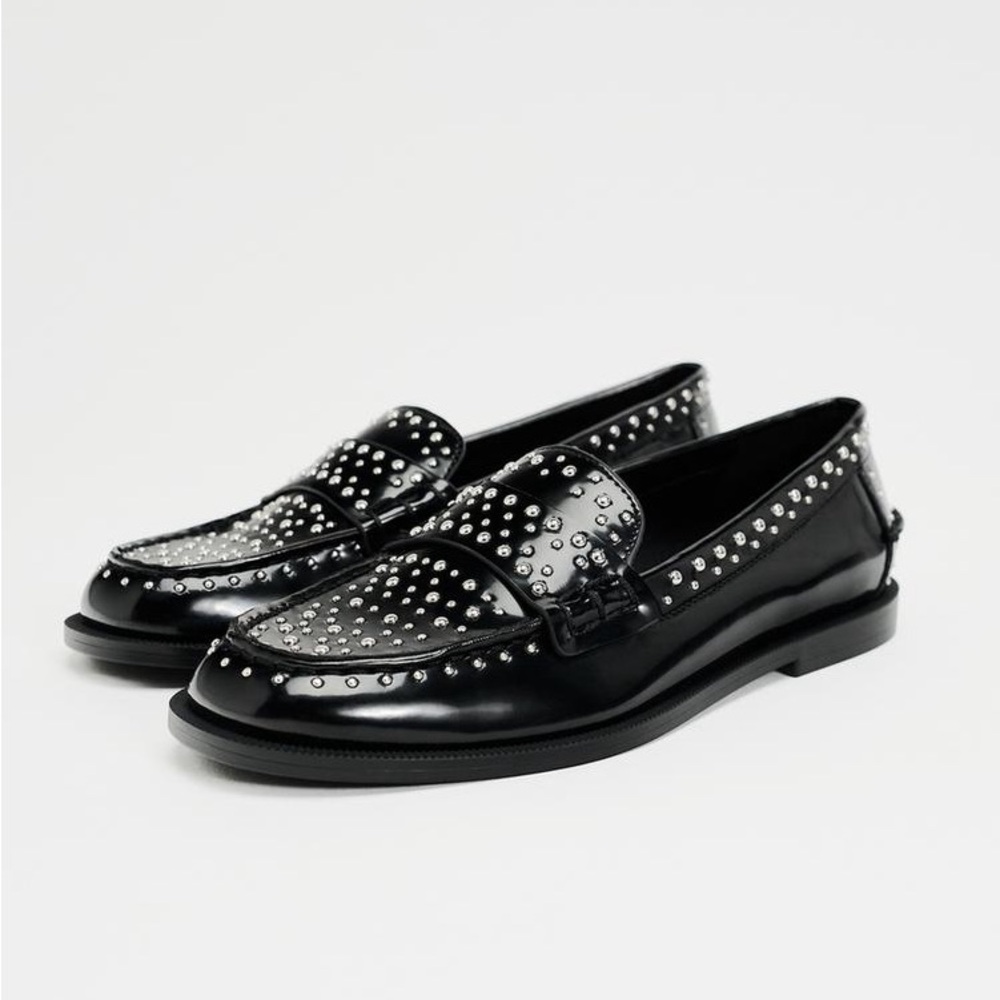Black Studded Loafers